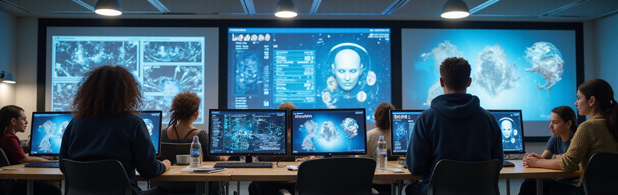 Featured AI course with students learning together